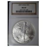 2007 1 OZ .999 SILVER EAGLE GRADED MS69