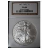 2007 1 OZ .999 SILVER EAGLE GRADED MS69