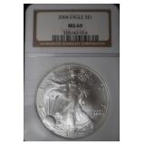 2004 1 OZ .999 SILVER EAGLE GRADED MS69