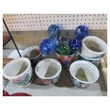 ORIENTAL PLANTER POTS & GLASS WATERERS