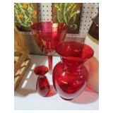 COLLECTION OF RUBY & CRANBERRRY GLASS