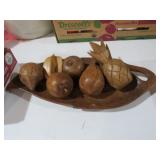 COLLECTION OF WOOD FRUIT & TRAY