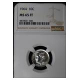 1964 P ROOSEVELT DIME 90% MS 65 FT