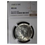 1968 D KENNEDY HALF DOLLAR 40% MS66
