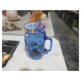COBALT BLUE MUG W/ VTG MARBLES