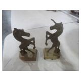 PAIR BRASS UNICORN BOOKENDS