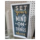 WOOD SET YOUR MIND ON THINGS ABOVE SIGN