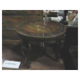 ORIENTAL INLAID RD TABLE W/ GLASS TOP -