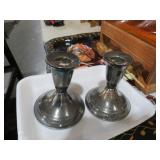 PAIR OF STERLING WEIGHTED CANDLE HOLDERS