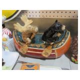 CERAMIC BEAR & MOSSE COOKIE JAR