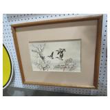 FRAMED EMBROIDERED GEESE IN FLIGHT