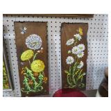 PAIR VTG BIAMENSIONAL HANDPAINTED WOOD PLAQUES