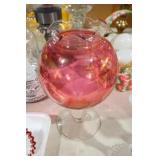 RUFFLED EDGE CRANBERRY FOOTED COMPOTE