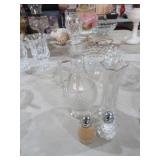 COLL. CRYSTAL DECANTER, VASE & FOSTORIA S/P SHAKER