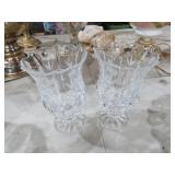 PAIR LEADED CRYSTAL TULIP HURRICANES
