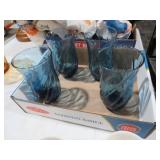 VTG ANCHOR HOCKING BLUE CAROUSEL SWIRL TUMBLERS