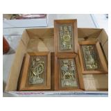 MID CENTURY BRASS WOOD PLAQUES - JAPAN
