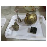 COLL. BRASS PILL BOX, BELL & MISC