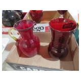 RUBY RED PITCHER & VASE