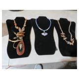 (3) BEAUTIFUL NECKLACES & DISPLAYS
