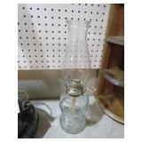 VINTAGE GLASS OIL LAMP WITH STACK