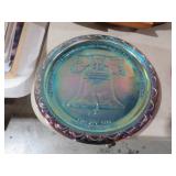 INDIANA GLASS CARNIVAL LIBERTY BELL PLATE