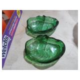 (2) VTG BLENKO GREEN GLASS ASHTRAYS