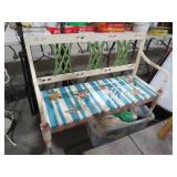 WOOD PAINTED LOVESEAT GARDEN BENCH