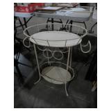 METAL 2 TIER PATIO SERVING TBL W/ WINE BOTTLE HOLD
