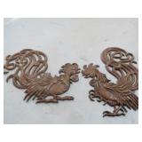 PAIR VTG VERMAY CAST METAL ROOSTERS