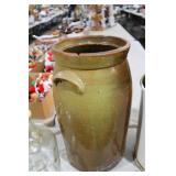 HANDLED POTTERY CROCK- CRACKED
