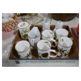 VINTAGE GOLD RIMMED CHINA MUGS, S&P, CREAMER