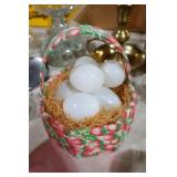 BASKET W/ GLASS EGGS