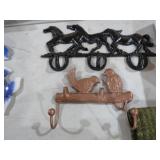 CAST IRON HORSES ,BIRDS COAT  RACKS