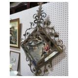 UNIQUE METAL ORNATE BEVELED WALL MIRROR