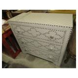 UNIQUE 3 DWR CHEST W/ CLOTH & BRASS CLEATS