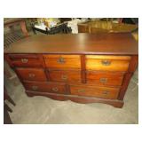 SOLID WOOD 8 DWR DRESSER W/ PAINTED SCENE ON BACK