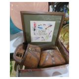 VTG HAND CROSS STITCH GONE FISHING W/ (2) WALL POC