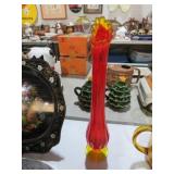 17" VTG AMBERINA SWUNG VASE