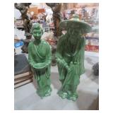 PAIR VTG CERAMIC ORIENTAL FIGURE STATUES