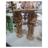 PAIR RESIN ANGEL CANDLEHOLDERS
