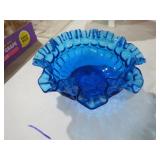 VTG FENTON 8" COLONIAL BLUE  THUMBPRINT BOWL