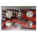 2008 US MINT 50 STATE QUARTER SILVER PROOF SET 90%