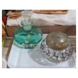 VTG CRISTALO AL PIOMBO PERFUME BOTTLE & VANITY JAR