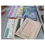 VTG ADV. CALENDARS, SHEET MUSIC & MISC