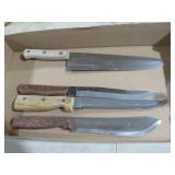 VINTAGE WOOD HANDLE KITCHEN KNIVES
