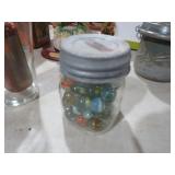 1/2  PINT JAR W/  MARBLES