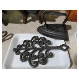 CAST IRON FLAT IRON & TRIVET
