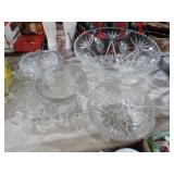 COLL. VTG GLASS BOWLS, PITCHER , COMPOTE & MISC