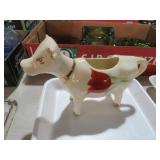 VTG RED TULIP W/ GOLD TRIM COW CREAMER